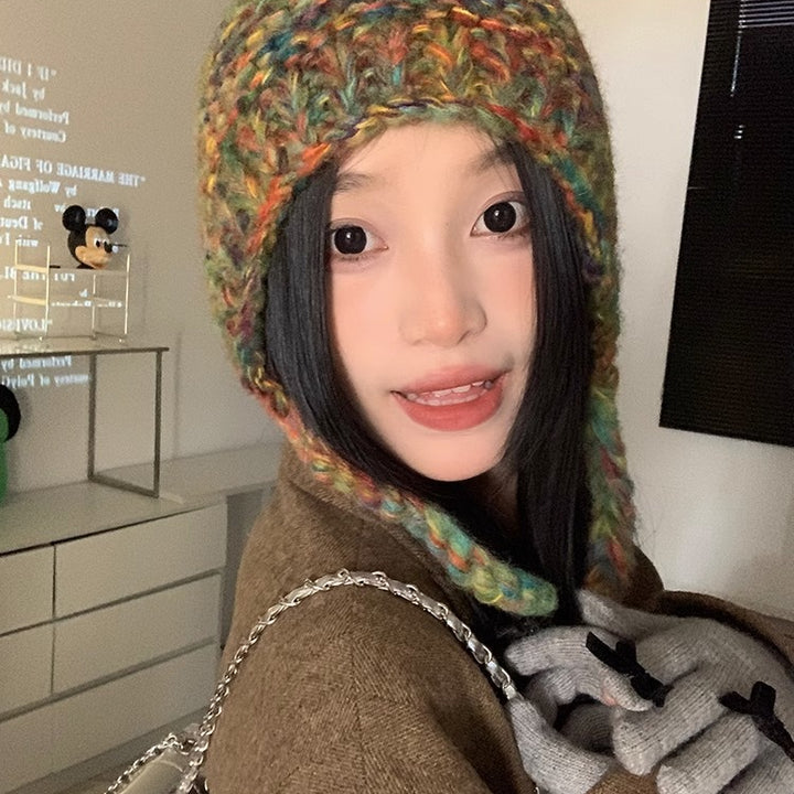 Rainbow Wool Knitted Toe Cap Beanie Hat