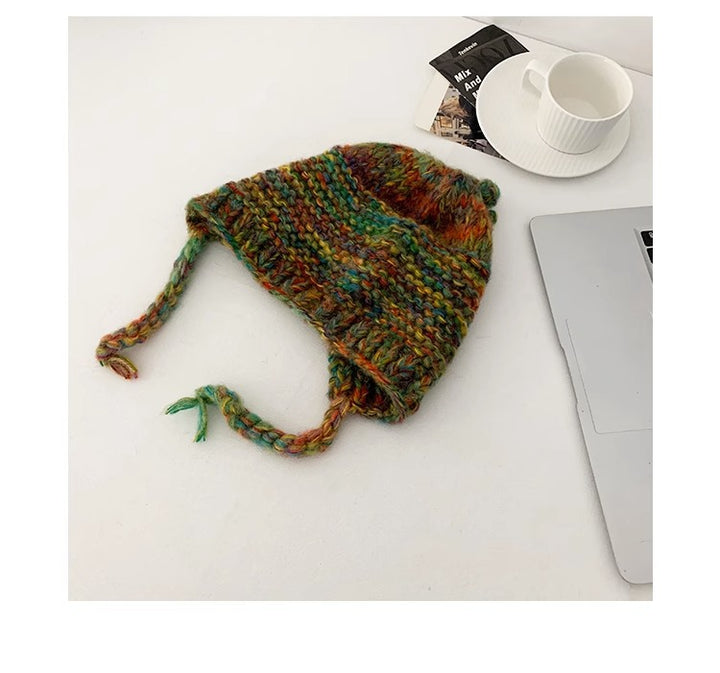 Rainbow Wool Knitted Toe Cap Beanie Hat